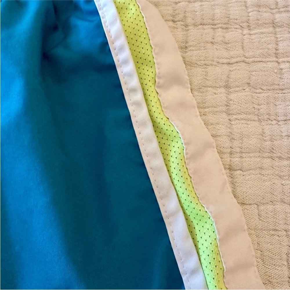 Nike Dri-FIT Tempo Running Shorts Teal Blue W/ Neon Yellow Mesh Y2K Athletic